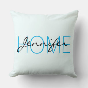 Azur-Nebel-Farbe-Home-Monogramm Kissen