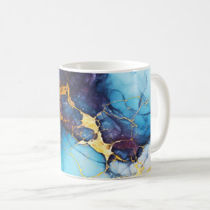 Azur- und Amethyst-Marmor mit goldenen Adern Kaffeetasse