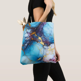 Azur- und Amethyst-Marmor mit goldenen Adern Tasche