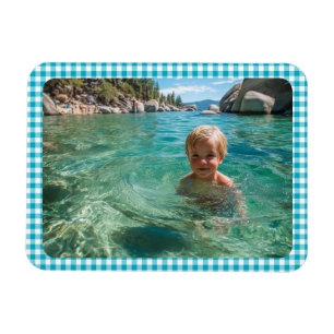 Azurblau kariert Familienfoto Magnet