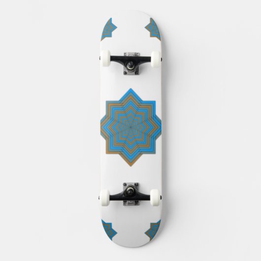 Azurblau und Ember Star Skateboard (Vorderseite)