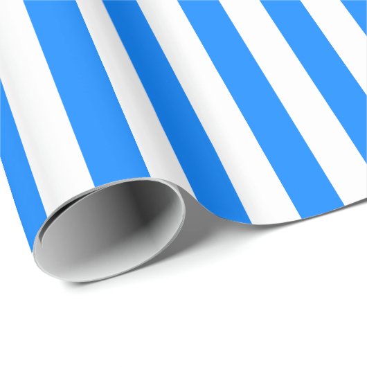 Azurblau-weiß gestreift geschenkpapier (Rolleneckpunkt)