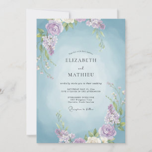 Azurblaue Amethyst-Reben-Hochzeit Einladung