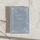 Azurblaue Blumen Botanische QR-Code Foto-Hochzeit Einladung