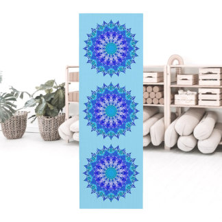 Azurblaue Blumen-Mandala-Yogamatte Yogamatte