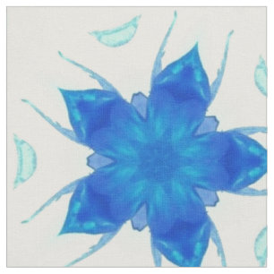 Azurblaue Blumensaphir geometrisches Design Stoff