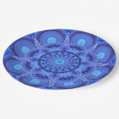 Azurblaue Harmonie-Mandala Pappteller (Schrägansicht)