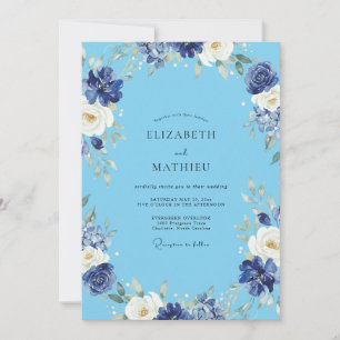 Azurblaue Indigo-Hochzeit Einladung