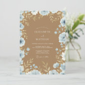 Azurblaue Kamel-Blüten-Hochzeit Einladung (Stehend Vorderseite)
