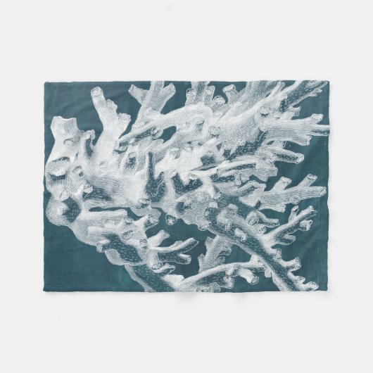 Azurblaue Koralle I Fleecedecke (Vorderseite (Horizontal))