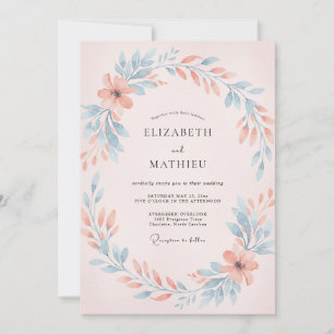 Azurblaue Korallen-Kranz-Hochzeit Einladung