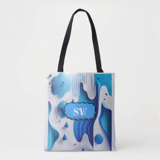 Azurblaue Monogramm-Tragetasche Tasche (Vorderseite)
