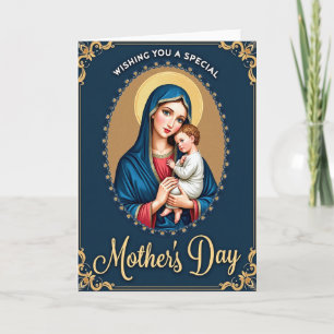 Azurblaue Mutter Kind Kunstkarte Karte