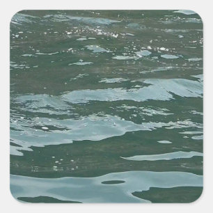 Azurblaue OzeanwellenMeeres Abstraktes Ozeandesign Quadratischer Aufkleber