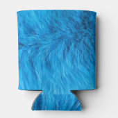 azurblaue Pelzstruktur, engmaschiges Tierfell. Dosenkühler (Rückseite)