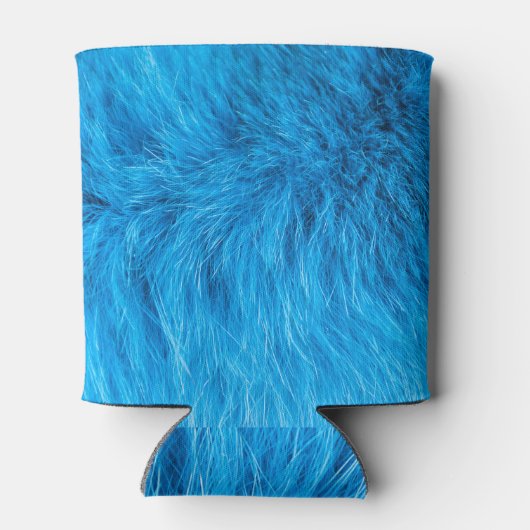 azurblaue Pelzstruktur, engmaschiges Tierfell. Dosenkühler (Rückseite)