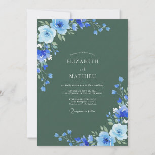 Azurblaue Salbei-Hochzeit Einladung