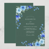 Azurblaue Salbei-Hochzeit Einladung (Vorne/Hinten)