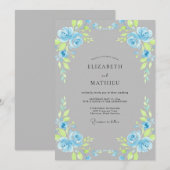 Azurblaue Schieferblatt-Hochzeit Einladung (Vorne/Hinten)