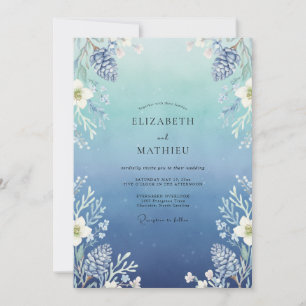 Azurblaue Stahlblatt-Eukalyptus-Hochzeit Einladung
