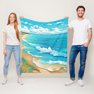 Azurblaue Strand Ruhige Gestaltung Fleecedecke