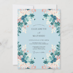 Azurblaue Teils Hochzeit Einladung