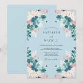 Azurblaue Teils Hochzeit Einladung (Vorne/Hinten)