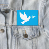 Azurblaue und weiße Friedenstaube Button (Insitu)