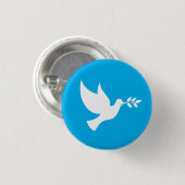 Azurblaue und weiße Friedenstaube Button (Vorne & Hinten)