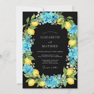 Azurblaue Zitronen-Eukalyptus-Hochzeit Einladung