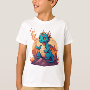 Azurblauer Drachen Glut auf Lava – Mythisches Feue T-Shirt