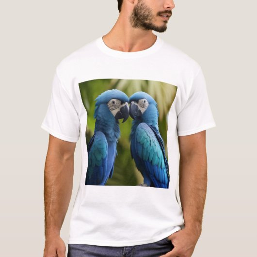 Azurblauer Flug: Blauer Ara T-Shirt (Vorderseite)