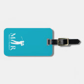 Azurblauer Golfspieler mit Monogramm Gepäckanhänger (Vorderseite horizontal)
