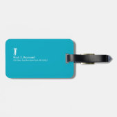 Azurblauer Golfspieler mit Monogramm Gepäckanhänger (Rückseite horizontal)