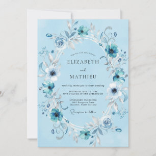 Azurblauer Kranz Hochzeit Einladung