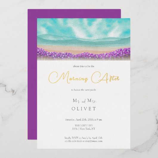 azurblauer Küste nach dem blühenden Morgen Folieneinladung (Vorderseite/Rückseite)