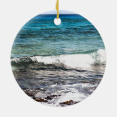 Azurblauer Ozean Keramik Ornament (Hinten)