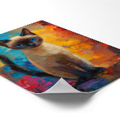 Azurblauer Siamese – Lebendiges Pinselstrichporträ Poster (Ecke)