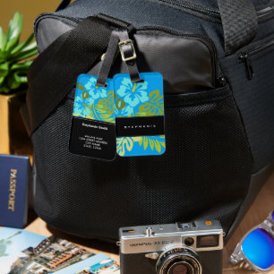 Azurblaues Blau des modernen tropischen Gepäckanhänger