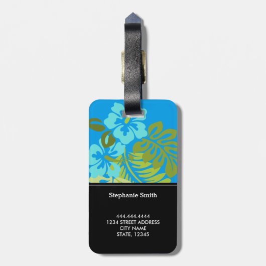 Azurblaues Blau des modernen tropischen Gepäckanhänger (Rückseite vertikal)