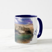 azurblaues Fenster auf Gozo Island Wasserfarbe Tasse (VorderseiteRechts)