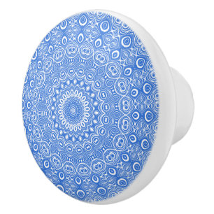 Azurblaues Mandala-Geometrisches Muster Keramikknauf