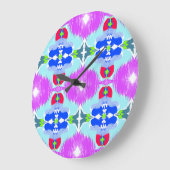 Azurblüten-Kaleidoskop Große Wanduhr (Winkel)