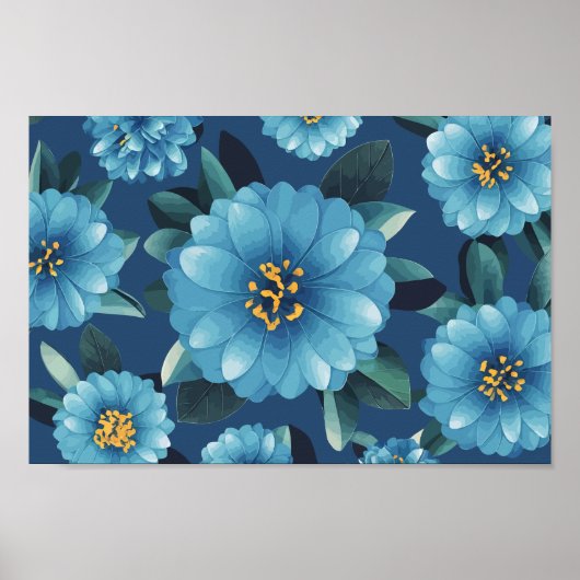 Azurblüten: Lebhaftes blaues Muster Poster (Vorne)