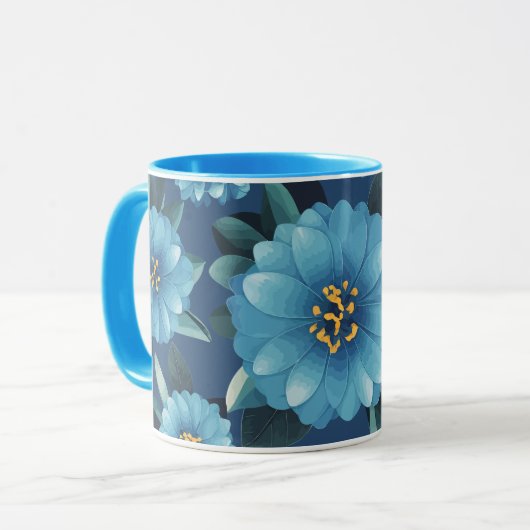 Azurblüten: Lebhaftes blaues Muster Tasse (Vorderseite Links)