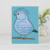Azure 45. Geburtstag Niedlich Bird Dinner Party Einladung (Stehend Vorderseite)