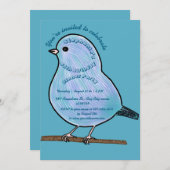 Azure 45. Geburtstag Niedlich Bird Dinner Party Einladung (Vorne/Hinten)