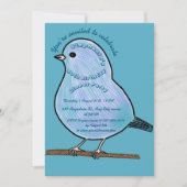 Azure 50th Birthday Cute Bird Dinner Party Einladung (Vorderseite)