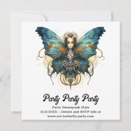 Azure Admiral Butterfly Steampunk Wedding Ankündigung