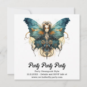 Azure Admiral Butterfly Steampunk Wedding Ankündigung
